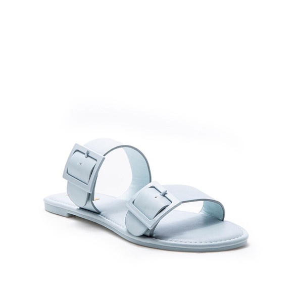Qupid Shoes - Light Blue Vegan Leather Sandals